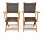 Teak  folding Providence Chair with Batyline Black PAIR