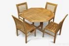 Teak Patio Set for 4, Octagon table and 4 Teak Side Chairs - Goldenteak