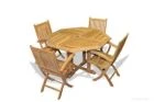 Teak Octagon Table 52"D, 4 Rockport Chairs with arms