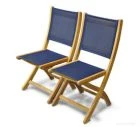 Teak Folding Providence Side Chair Batyline Navy PAIR