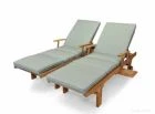 Teak Chaise Lounge Sun Lounger with Arms PAIR with Cushion