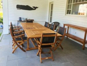 Teak Outdoor Dining Set for 10  with Teak & Sling Chairs