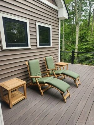 Teak Steamer Chair & Cushion Set, End Table  - customer installation