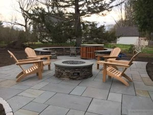 Teak Adirondacks around Firepit - Goldenteak Customer Photo