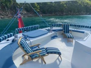 Teak Steamer Chairs on Charter Boat