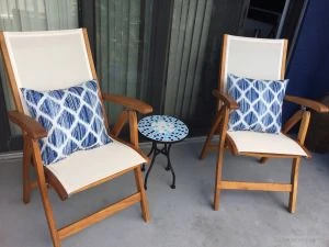 Teak Recliner Cream Sling- Goldenteak Customer Photo