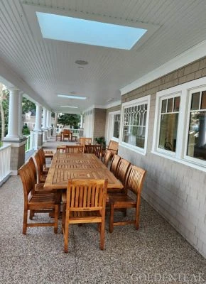 Teak Set for 10 - Nantucket Table, Millbrook Chairs - Goldenteak Cust Photo