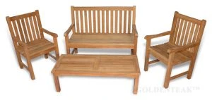 Block Island Bench Seating Teak Conversation Set