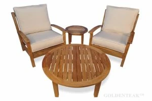 Teak Deep Seating Round Coffee Table set