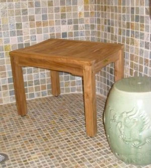 Teak Shower Bench 2ft shown in shower - customer photo