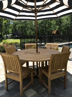 Teak Round Dining Set for 8 Customer Photo Goldenteak