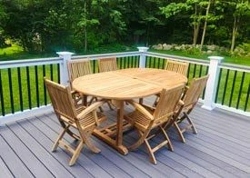 Teak Outdoor Extension Dining Table and Folding Chairs - Customer Installation Photo