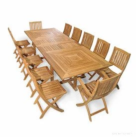 Teak Nantucket Dining Set seating for 10 - 12 - Goldenteak