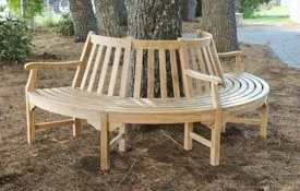 Half Round Teak Tree Bench 88 inches dia