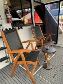 Teak and Sling Reclining Chair in Black - Goldenteak Customer Photo