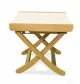 Teak footstool with cream color Batyline fabric