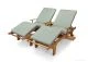 Teak Chaise Lounge Sun Lounger with Arms PAIR with Cushion