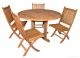 Teak Outdoor Dining Set Padua 48 in round Table, 4 Rockport Side Chairs