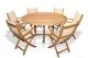 Teak Dining Set 60in Round Table and 6 Folding  Sling Arm Chairs -Choose Color