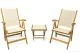 Teak Recliner Cream Pair with Cream Footstool End Table