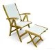 Teak Sling Recliner and Foot Stool Set - White